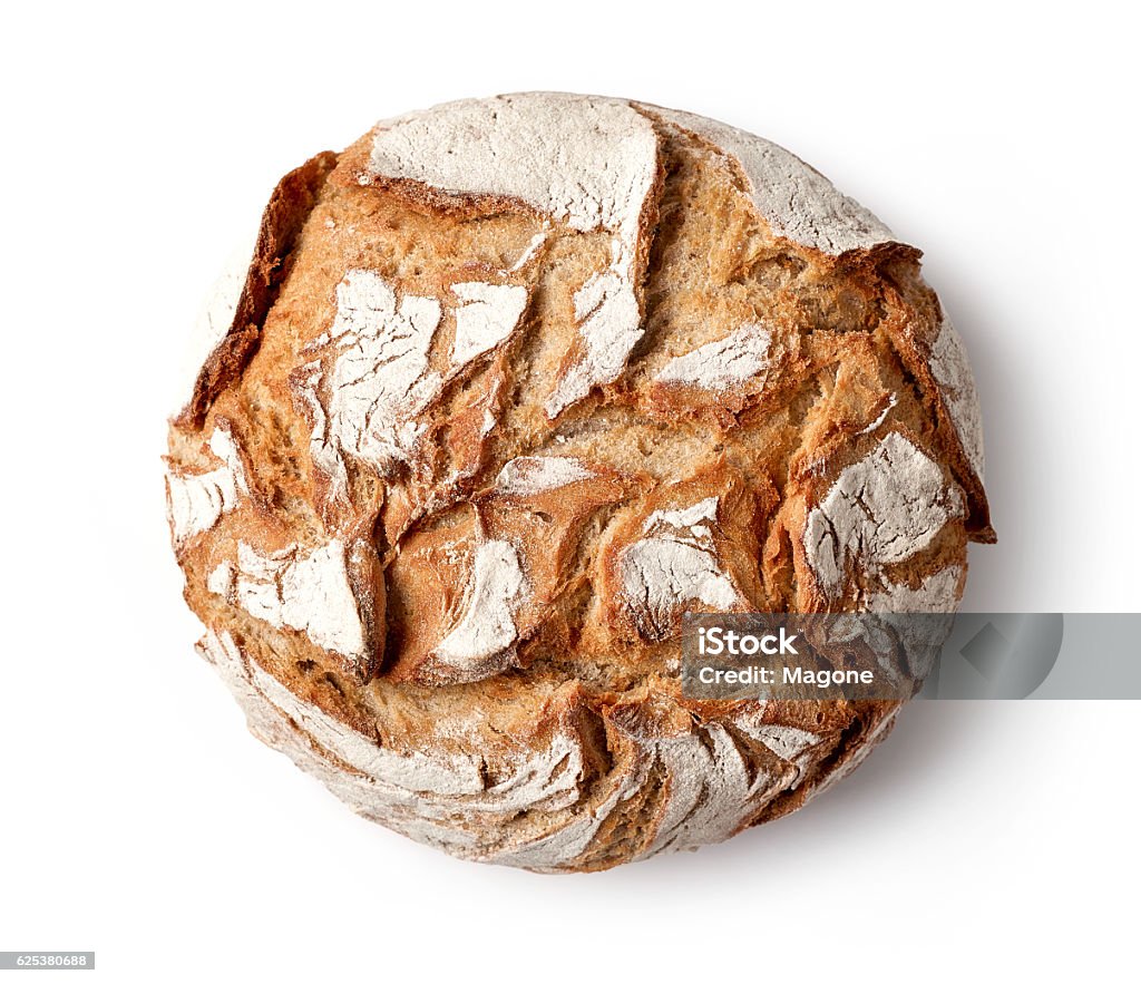 freshly baked bread freshly baked bread isolated on white background, top view Bread Stock Photo