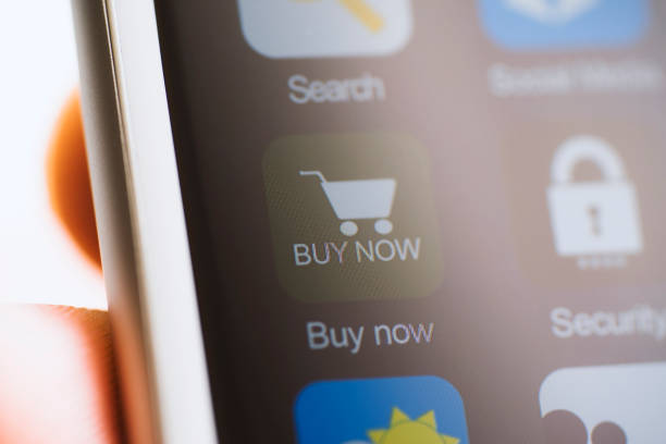 istock Hand holding phone, online shopping app on phone screen 625382340