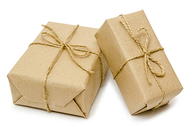 istock gift wrapping from Kraft paper wrapped with twine 625383148