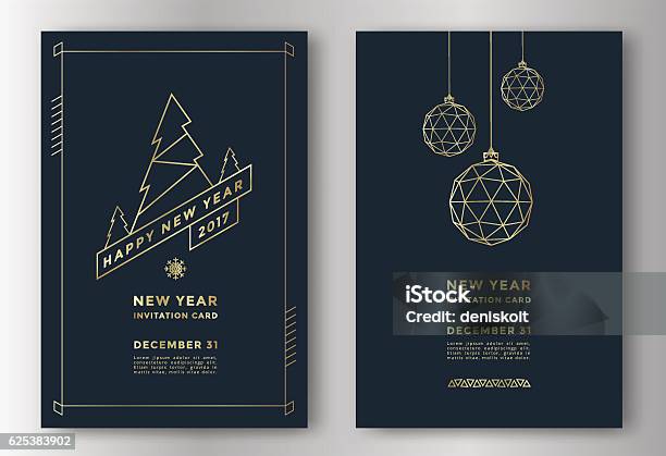 New Year Greeting Card Stock Illustration - Download Image Now - Christmas, Invitation, Elegance