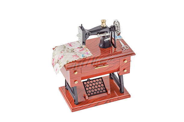 istock Model of vintage sewing machine on white background. 625391952