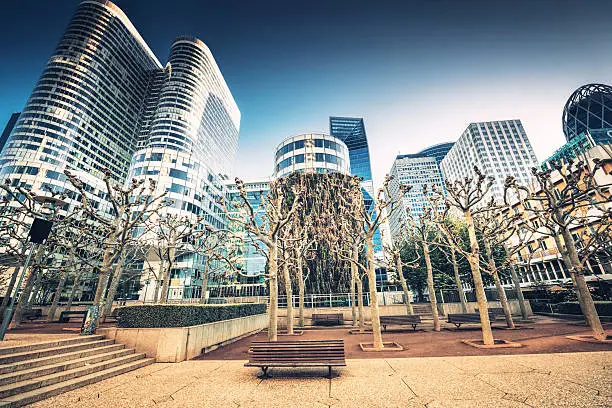 La Defense skyscraper in Paris,France. Images were created during the istockalypse event in Paris 2016. They have been captured on the public streets of the business district.