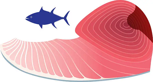 Vector illustration of Part of tuna. Foodstuff.