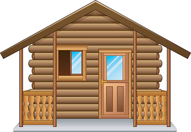 ilustrações de stock, clip art, desenhos animados e ícones de wooden house isolated a white background - casas de madeira modernas