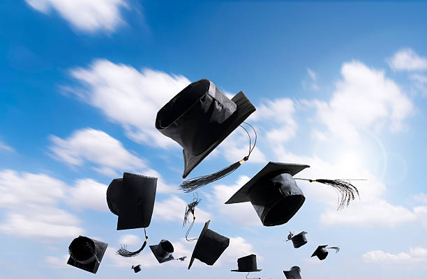 istock Graduation Ceremony, Graduation Caps, hat Thrown in the Air with 625408528