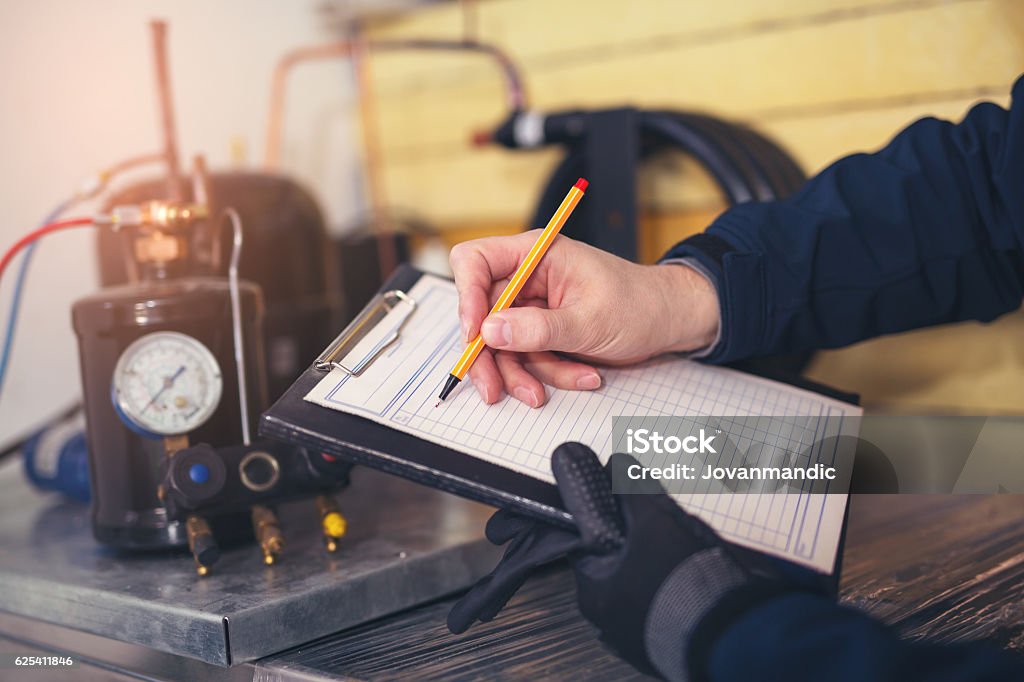 Air conditioning master entering malfunction Air Conditioner Stock Photo