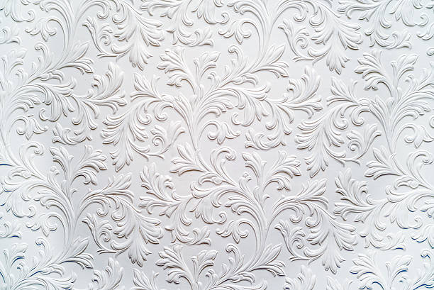 Plaster background floral pattern stock photo