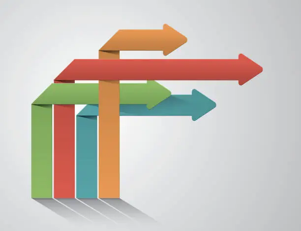 Vector illustration of Arrows turning right