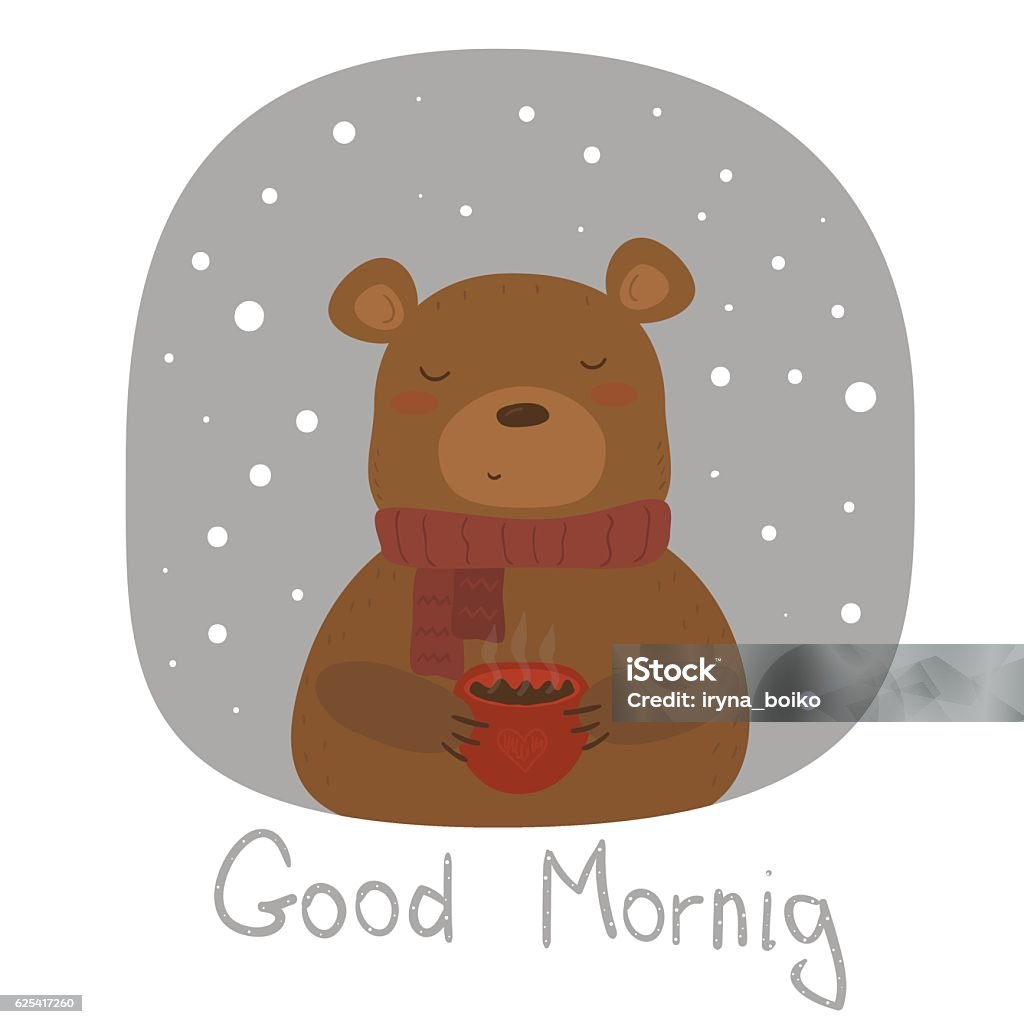 Vetores de Bom Dia Cartão Com Urso E Copo e mais imagens de Abstrato -  Abstrato, Comemoração - Conceito, Computação Gráfica - iStock