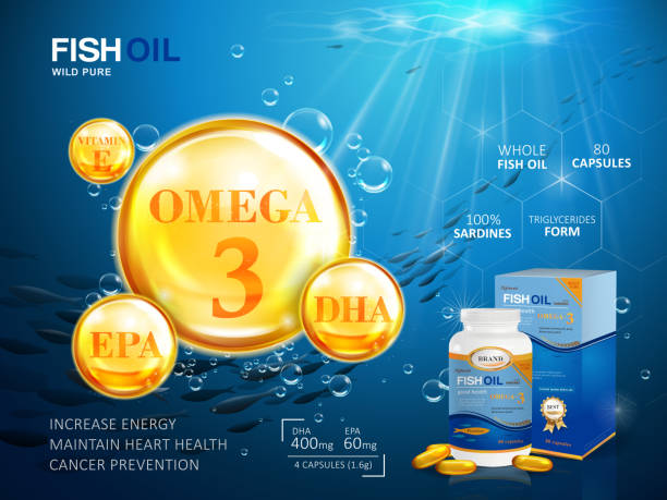 ilustrações de stock, clip art, desenhos animados e ícones de fish oil ads template - fish oil illustrations