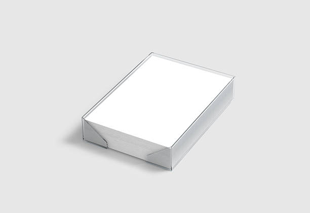 istock Blank white A4 paper pile mockup in plastic holder, clipping 625426270
