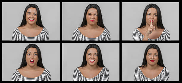 istock Young woman making facial expressions 625440186