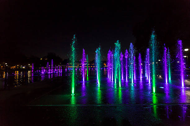 istock Colorfully lit fountain 625440390