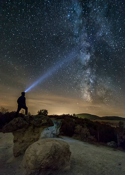 istock Mushroom rocks phenomenon under the night sky 625441500