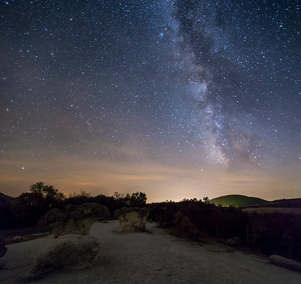 istock Mushroom rocks and the Milky way 625441850