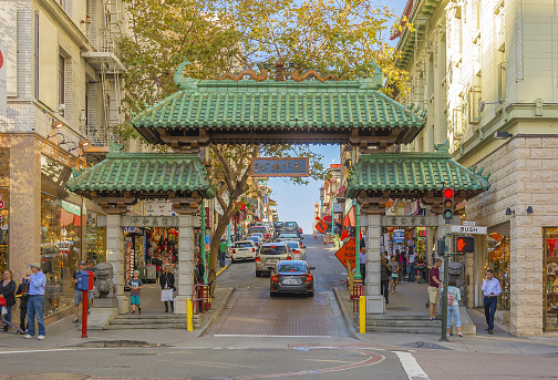 San Francisco, CA, USA, october 23, 2016; The Dragon Gate in San Francisco Chinatown