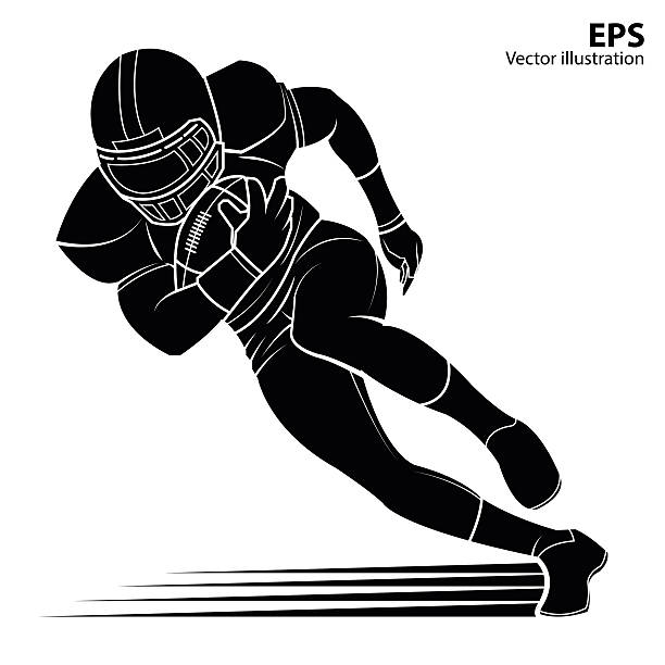 ilustrações de stock, clip art, desenhos animados e ícones de american football player, silhouette vector illustration. - silhouette running cap hat