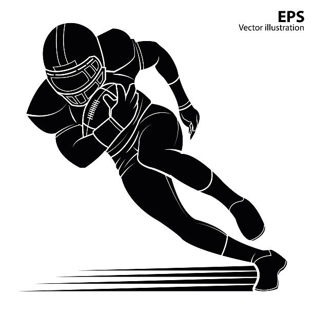 американский футболист, силуэт вектор иллюстрации. - sport university football player action stock illustrations