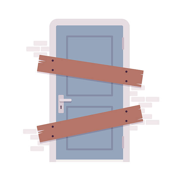 illustrations, cliparts, dessins animés et icônes de condamné porte - condamné