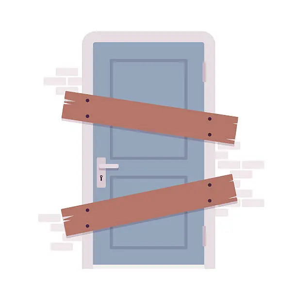 Vector illustration of Boarded up door