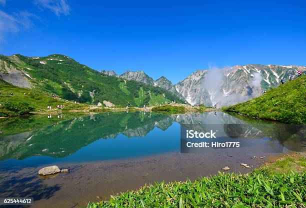 Montañas Shirouma Y Estanque Happoike En Happoone En Hakuba Nagano Foto de stock y más banco de imágenes de Hakuba