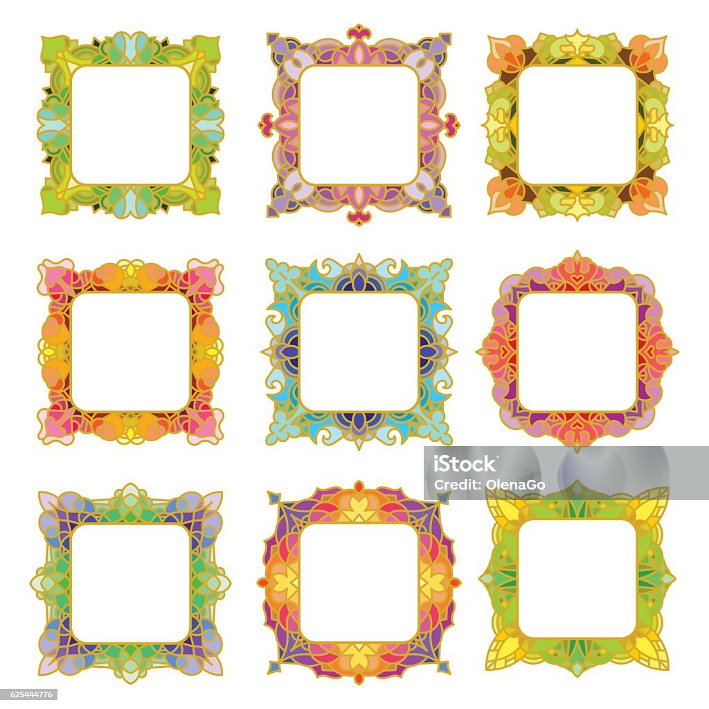 Picture Frame Design Color:blue Set Of 9 Square Frames Stock Illustration - Download Image Now - Black ...