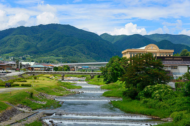Cityscape of Iida in Nagano, Japan Cityscape of Iida in Nagano, Japan akaishi mountains stock pictures, royalty-free photos & images