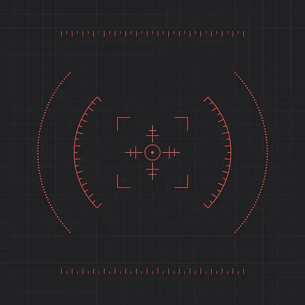 Vector illustration of Red futuristic crosshair