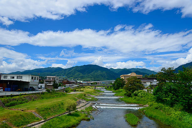 Cityscape of Iida in Nagano, Japan Cityscape of Iida in Nagano, Japan akaishi mountains stock pictures, royalty-free photos & images