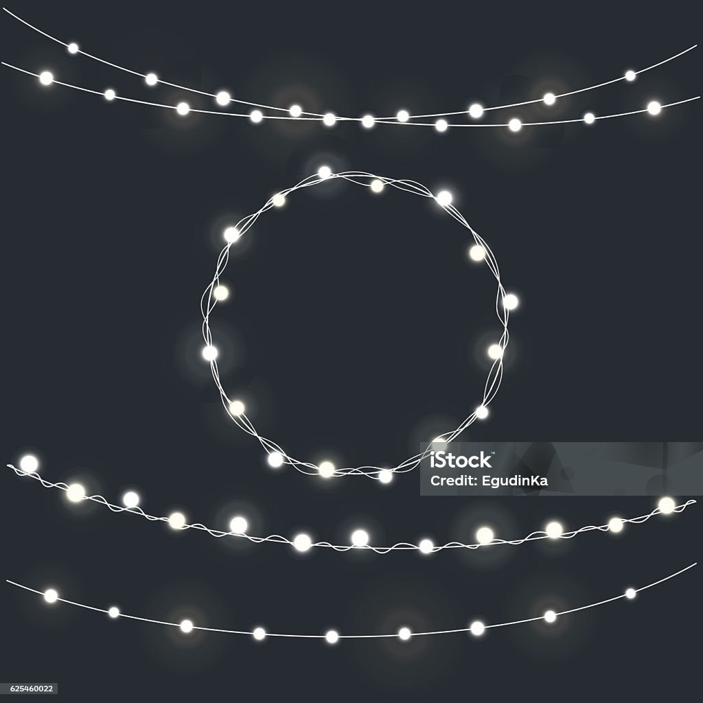 Ensemble de guirlandes de lumières de Noël - clipart vectoriel de Équipement d'éclairage libre de droits