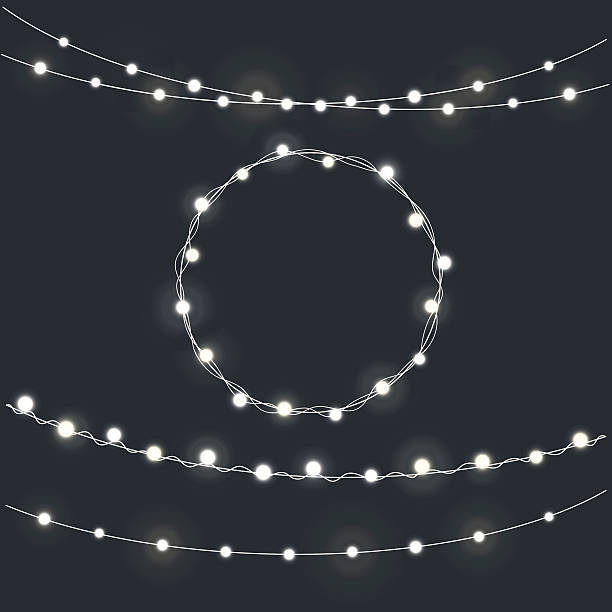 Set of garland Christmas lights vector art illustration