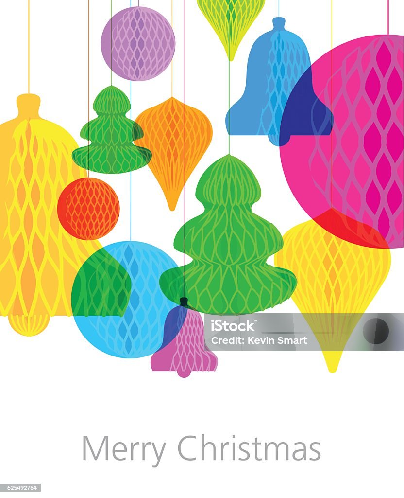 Christmas paper decorations Greeting Colourful overlapping silhouettes of christmas decorations. EPS10 file, best in RGB, CS5 versions in zip Decoration stock vector