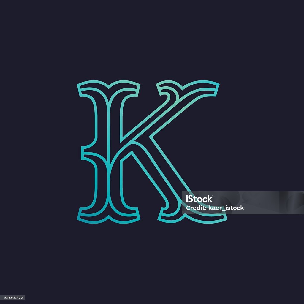 K Letter Icon Mono Line Slab Serif Retro Type Stock Illustration ...