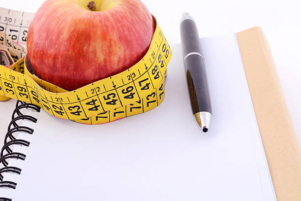 istock An apple and measuring tape on notepad. 625503096