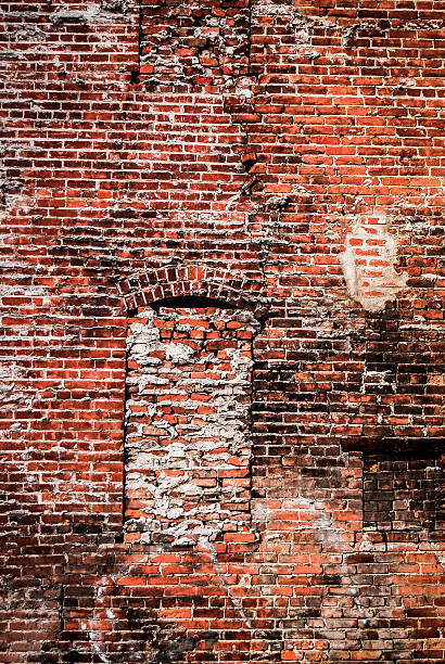 istock Historic Old Red Brick Wall, Victorian Building Bacckground Detail 625503370