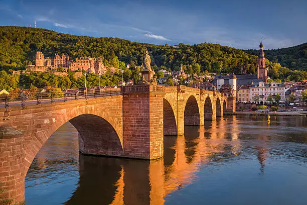 Image of german city of Heidelberg during sunset.