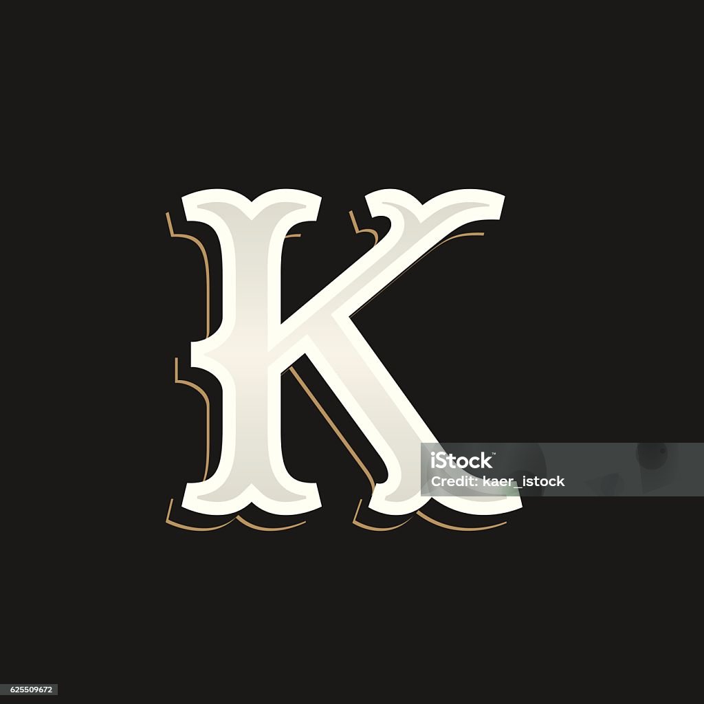 K Letter Icon With Old Serif On The Dark Background Stock ...