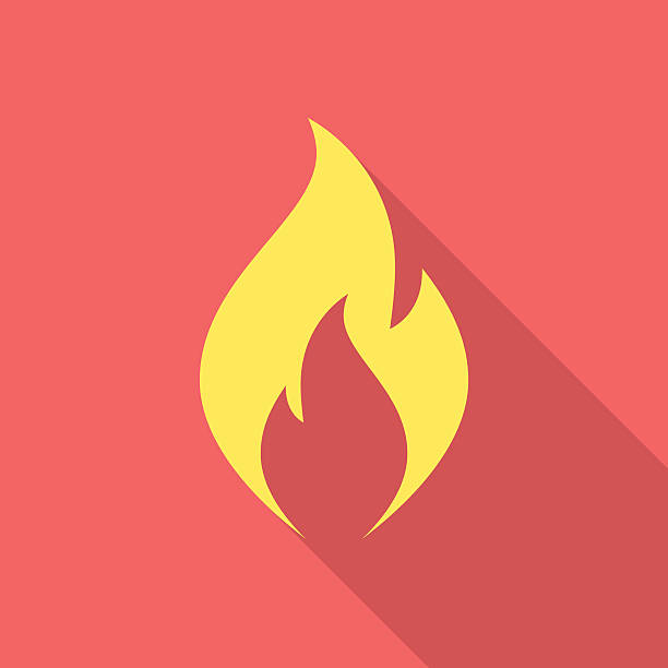 Fire flame icon with long shadow. Fire flame icon with long shadow. Flat design style. Fire flame silhouette. Simple icon. Modern flat icon in stylish colors. Web site page and mobile app design vector element. flame symbols stock illustrations