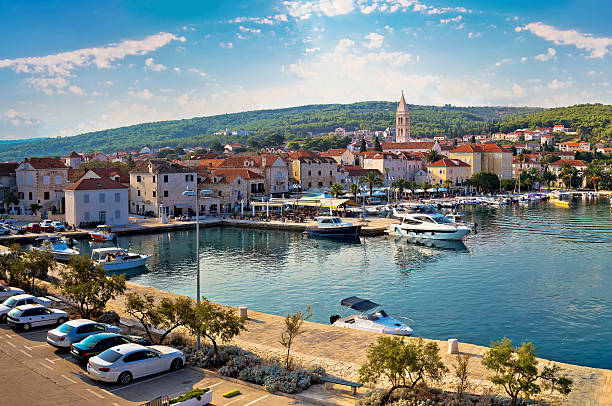 istock Supetar on Brac island panoramic view of harbor 625525204