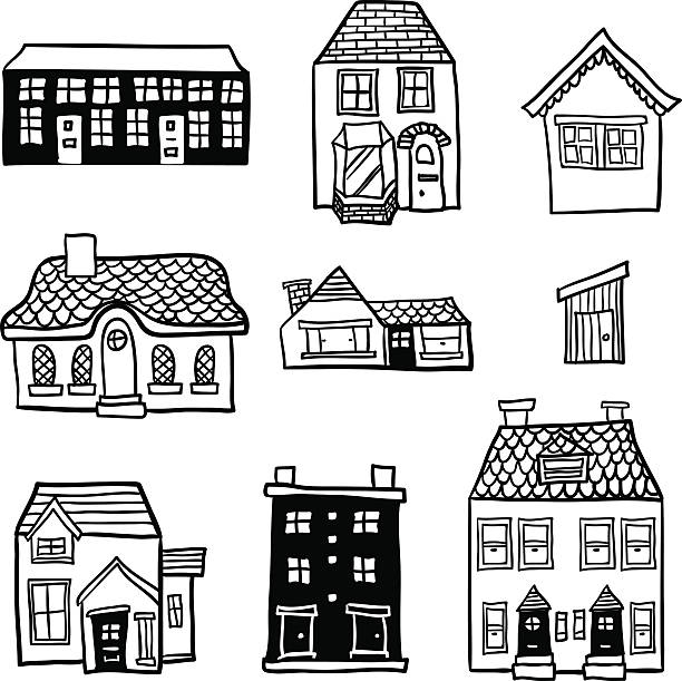 Ilustración de Diferentes Tipos De Casas En Blanco Y Negro y más Vectores  Libres de Derechos de Casa - Casa, Dibujo, Ilustración - iStock