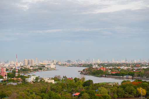 Chao Phraya River with Grand Palace, Bangkok,Thailand