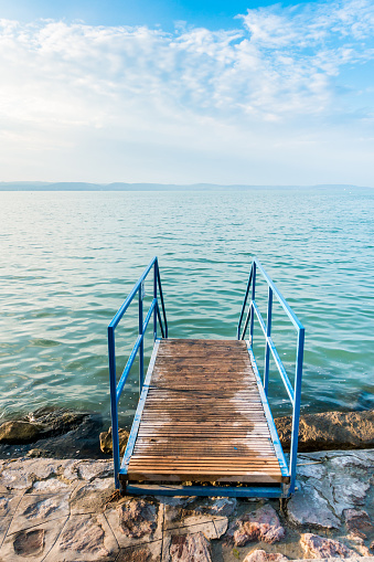 stairs to water in lake balaton, Hungary