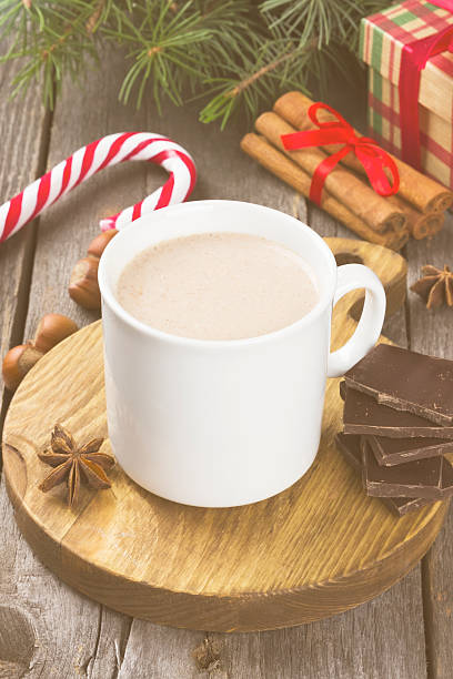 istock Cup of hot cocoa on a dark background. Toning 625553548