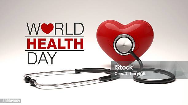 World Health Day Concept With Heart And Stethoscope Stock Photo - Download Image Now