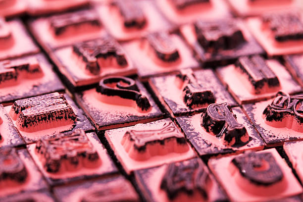 istock Close up of type set rubber stamps 625597878