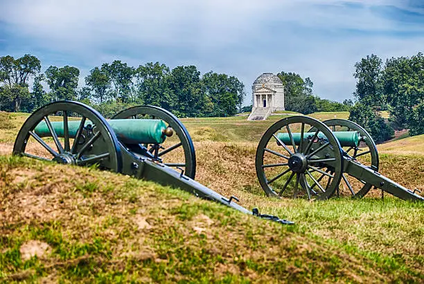 Cannons in front of the Illinois Monument in Vicksburg, Mississippi.