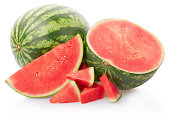 Fresh watermelon group on white, clipping path