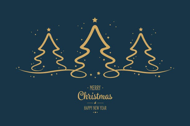 gold christmas trees stars greeting blue background gold christmas trees stars greeting blue background christmas christmas decoration christmas tree tree stock illustrations