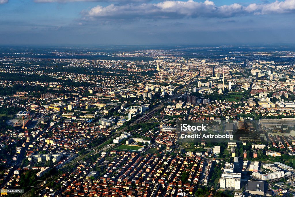 Zagreb panorama Aerial view of Zagreb city, Croatia. Zagreb Stock Photo