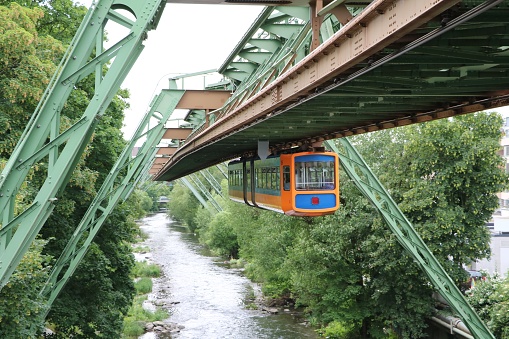 Modern hanging railway in Wuppertal, Germany